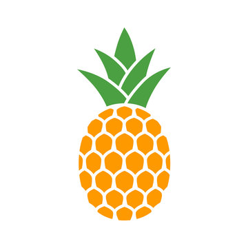 Pineapple tropical fruit with leaves flat color vector icon for food apps and websites