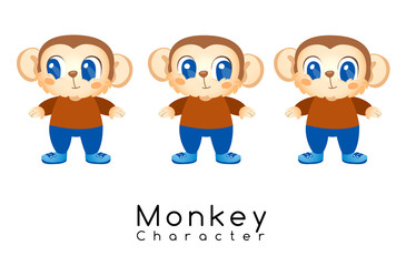Cute Monkey Mascot on White Background : Vector Illustration