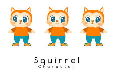 Cute Squirrel Mascot on White Background : Vector Illustration