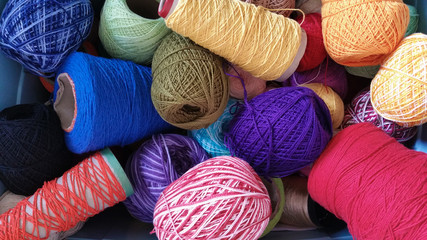 Colored cotton threads for crocheting
