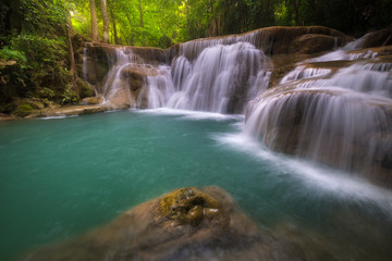 Fototapeta na wymiar Huay Mae Kamin Thailand waterfall in Kanchanaburi province, Thailand.