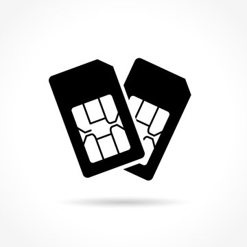 dual sim card icon on white background
