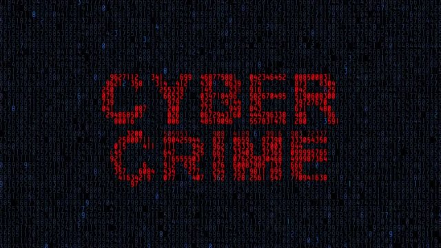 hacker blocking a computer while blue code characters in a dark web. binary codes animation in background. computer virus on the network. System failure on a server. Anonymous computer hacker wearing
