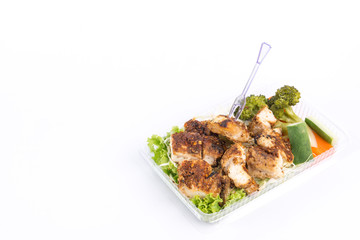 Grilled chicken breast with thai spicy sauce and vegetable