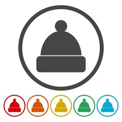 Winter snowboard cap icons set - Illustration 