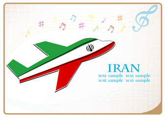Fototapeta premium plane icon made from the flag of Iran