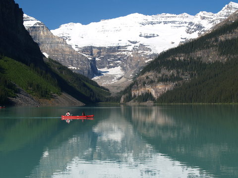 Canoe on lake Louise