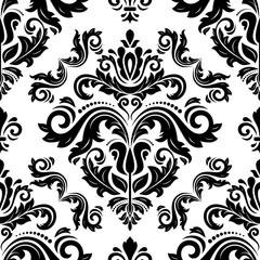 Orient vector classic black and white pattern. Seamless abstract background with repeating elements. Orient background
