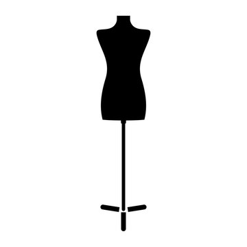 Fashion stand, female torso mannequin the black color icon .