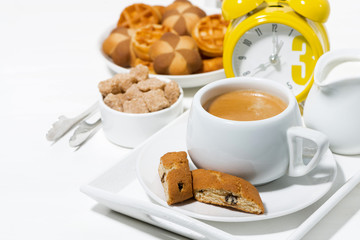 cup of coffee with sweets for dessert