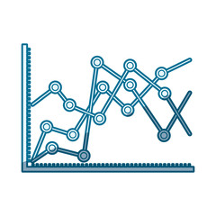 blue shading silhouette of statistical graphs linear rising vector illustration