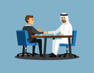 businesss and office concept - two businessmen shaking hands,Vector illustration cartoon character