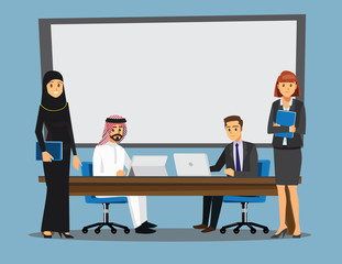 Business People Having Board Meeting,Vector illustration cartoon character