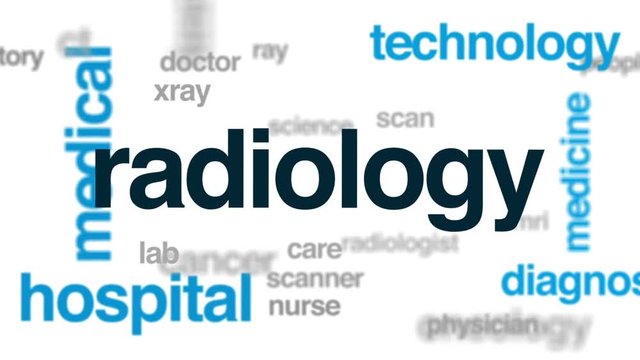Radiology animated word cloud, text design animation.