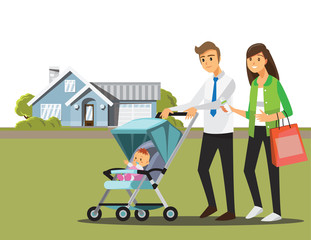 Happy family ,Vector illustration cartoon character.