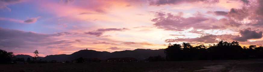 Sunset Big Buddha Statue Hilltop Phuket Panorama