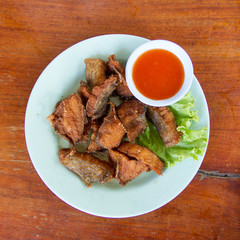 Fried Sun-dried fish in a dish