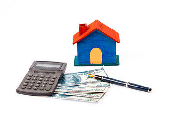 house on bank note on white