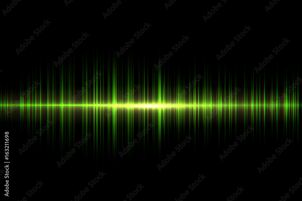 Poster digital neon sound waves. music colorful musical bar in dark background.glowing particles and wirefr