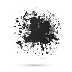 Vector abstract background with big splash. Grunge Vector Illustration. Splatter template. Paint set for design use. Ink spot