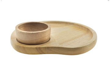 wood plate and wooden bowl isolated