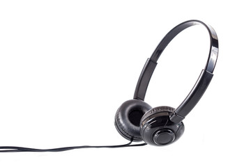 modren black studio audio headphone for music equipment on white background