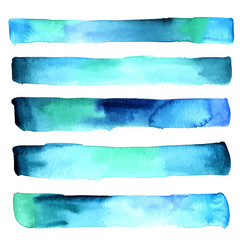 Abstract vector and watercolor texture with teal blue stripes