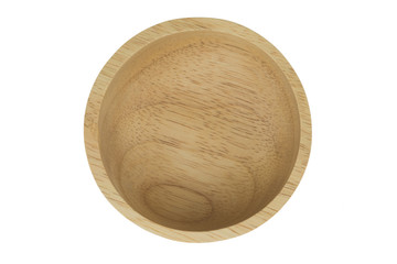 Empty wooden bowl top view