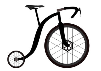 illustration of funny penny-farthing mixing modern technology with old concepts.