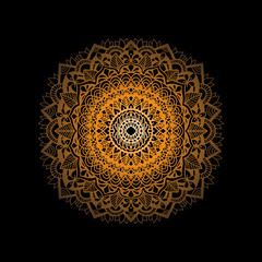 Abstract mandala ornament for adult coloring books. Asian pattern. Orange gradient authentic background.