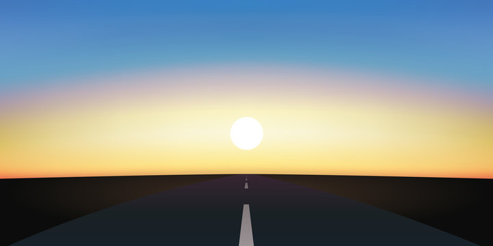 route - coucher de soleil - horizon - fond - liberté - objectif