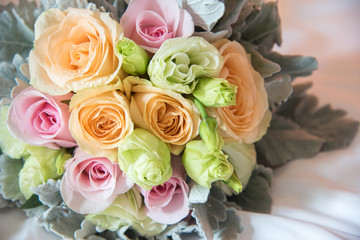 Wedding Bouquet Beautiful on white bed