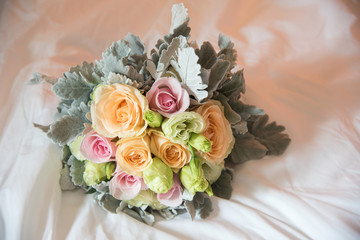 Wedding Bouquet Beautiful on white bed