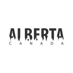 Alberta. Canada. Text or labels with silhouette of forest.