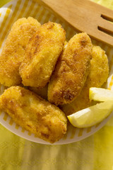 Plate of croquettes stuffed with lemon