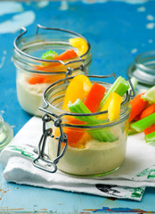 smart snacking pack veggies dip together in a jar