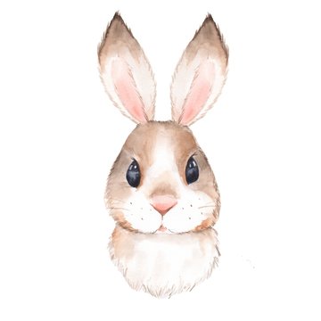 Cute rabbit. Watercolor illustration. Isolated on white background 2