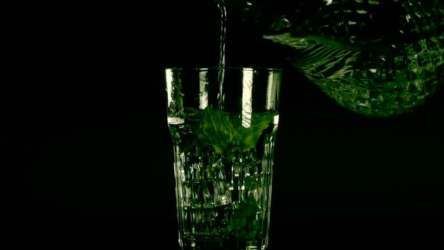 Water with ice and mint 