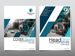 Naklejka premium Blue flyer cover business brochure vector design, Leaflet advertising abstract background, Modern poster magazine layout template, Annual report for presentation.