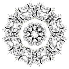 Black Floral Ornament Round