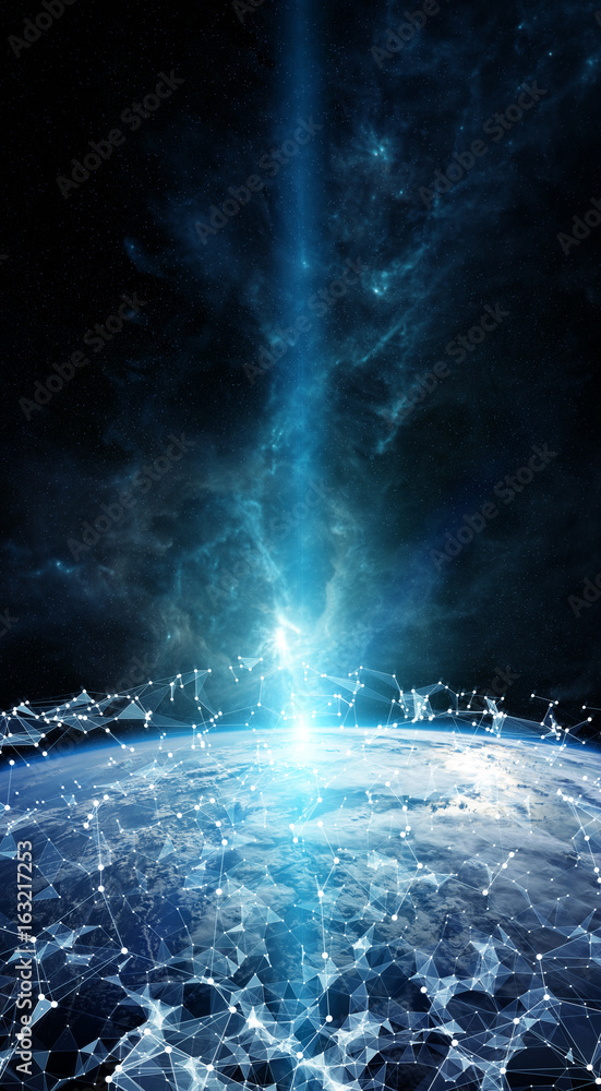 Leinwandbilder global network and datas exchanges over the planet earth 3d rendering