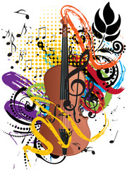 Grunge Violin Illustration
