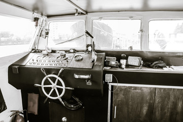 Wheelhouse on an old boat © Aleksey