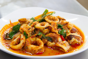Fried squid curry
