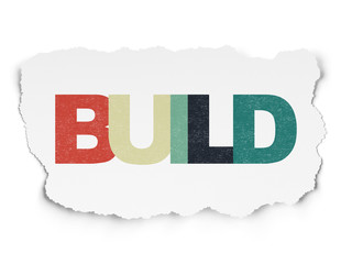 Construction concept: Build on Torn Paper background