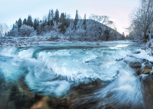 Fast stream in cold water