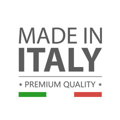 Icon. Made in Italy. Premium quality. Label with Italian flag. Vector illustration.