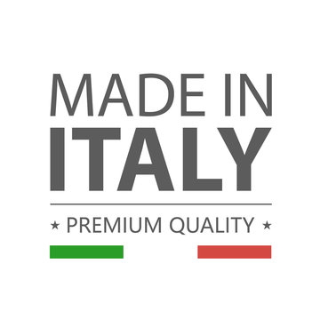 Icon. Made in Italy. Premium quality. Label with Italian flag. Vector illustration.