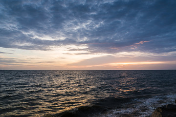 Sunset sky and cloud at the beach, sky background.