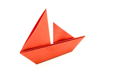 colorful paper origami boat or ship